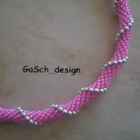 Häkelkette, gehäkelte Perlenkette *  Kinderkette, pink rosa Bild 2