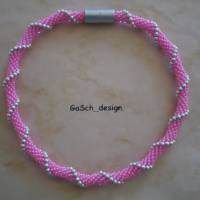 Häkelkette, gehäkelte Perlenkette *  Kinderkette, pink rosa Bild 3