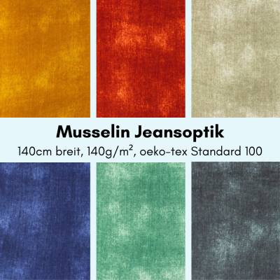 Musselin Jeans Optik, Double Gauze, Baumwoll Musselin, freie Farbwahl, oekot-tex Standard 100