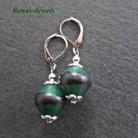Perlen Ohrhänger grün silberfarben Ohrringe Palmsamen Perlen Brisuren aufklappbar Bild 8