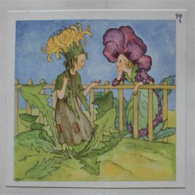 2 Vintage Postkarten nostalgisch Blumen Beeren