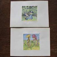 2 Vintage Postkarten nostalgisch Blumen Beeren Bild 2