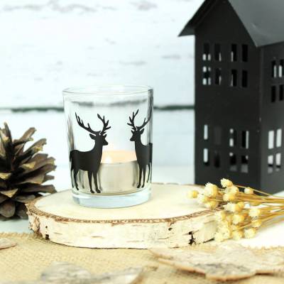 Teelichthalter mit Hirsch | Windlicht | Herbst