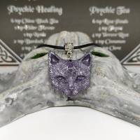Mystische Katze mit drittem Auge, Halskette mit Anhänger aus Keramik in Wicca-Gothic Stil Bild 7