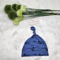 Gr. 50 - 104 Paperbag, Dreickstücher, Beanie und Knotenmütze, Blau, meliert Anker Bild 9
