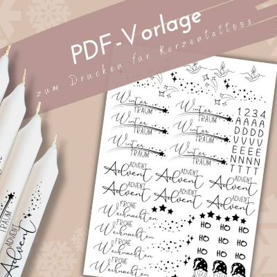 PDF Wintertraum Vorlage Kerzentattoo Kerzensticker Adventslicht Winterzauber Adventszeit Tannenbaum Frohe Weihnachten
