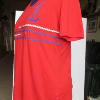 Maritimes Shirt " Meeresrauschen ", rotes Damen Shirt Größe 48. Bild 2