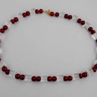 K002 Perlenkette Halskette rote Perlen Kette Einzelstück Handarbeit Schmuck Bild 1