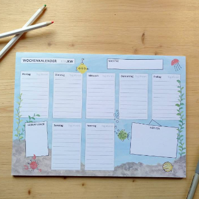 Wochenplaner "Unter Wasser", A4, 50 Blatt