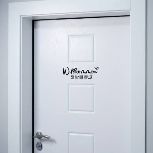 Tür Aufkleber „Willkommen…“ personalisiert Name Familie Vinylaufkleber Beschriftung
