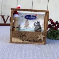 Serviettenhalter aus Holz mit Spruch Frohe Weihnachten Bild 3