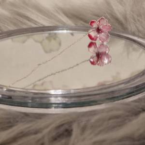 Geschenk für Sie rot weiß Drahtblume filigran federleicht zierlich DIY Zubehör Basteln und herstellen von Karten Schmuck Bild 5