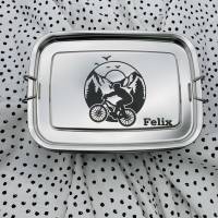 personalisierte Brotdose Edelstahl | Einschulungsgeschenk mit Namen | Geschenk für den Kindergarten | Brotbox mit Gravur Bild 1