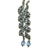 Traumhafte funkelnde lange Ohrringe blau handmade Spiralperle silberfarben Brautschmuck Schlangenperle Bild 7