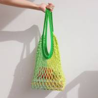 Retro Einkaufsnetz, handgefertigte Netztasche grün Bild 5