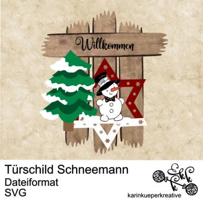 Plotterdatei Türschild Schneemann