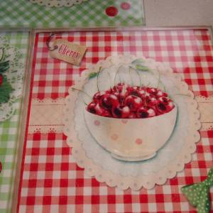 8 Glasuntersetzer Untersetzer Kirsche Erdbeere Punkte Vichy-Karo Sommer Cottage Bild 5