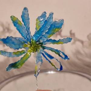 Fine Art Design blaue Drahtblume 10cm Stil Dip Art Blume DIY Hochzeit Cottagecore Hochzeit Ohrringe DIY florale Accessoi Bild 2