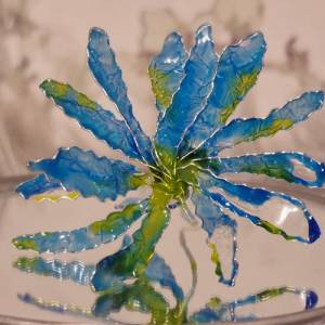 Fine Art Design blaue Drahtblume 10cm Stil Dip Art Blume DIY Hochzeit Cottagecore Hochzeit Ohrringe DIY florale Accessoi Bild 7