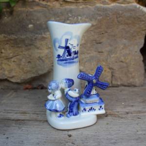 Vase Delft küssendes Paar Windmühle Keramik 70er 80er Jahre Holland Bild 1