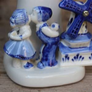 Vase Delft küssendes Paar Windmühle Keramik 70er 80er Jahre Holland Bild 3