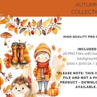 26 digital Autumn PNG Watercolor Clipart Bundle, Sublimation,Commercial License Bild 2