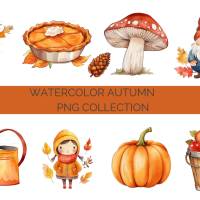 26 digital Autumn PNG Watercolor Clipart Bundle, Sublimation,Commercial License Bild 3