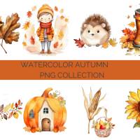 26 digital Autumn PNG Watercolor Clipart Bundle, Sublimation,Commercial License Bild 4