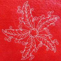 Umhängetasche / Shopper / Einkaufstasche, Tasche aus rotem Rips-Nadelfilz mit Innenfutter und Stickmotiv - Blumenrad Bild 5
