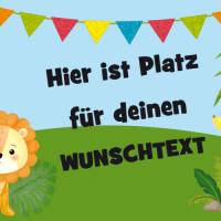 Banner Kinderparty - 100 x 50 cm | Äffchen und Löwe - mit Wunschtext personalisierbar Bild 2