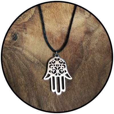 Halskette Hamsa / Hand Fatimas | Edelstahl | schwarz silber