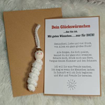 Grußkarte Sorgenwürmchen Glückswürmchen Engel