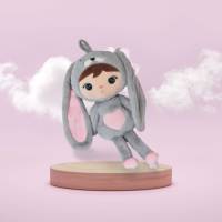 Plüschtier Hase personalisiert kuschelweich Baby Mädchen  grau rosa 46 cm Bild 3