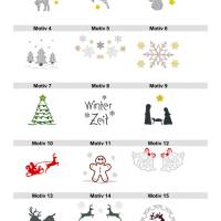 Bestickter Lampenschirm mit Weihnachtsmotiven, Winter, Weihnachten, verschiedene Designs, Glashusse, Weinglas, Tischdeko Bild 2