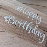 Geschenkset Happy Birthday auf Holzdeko mit Kerze und Kerzenhalter Bild 5
