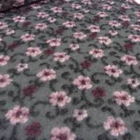 Stoff Ital. Musterwalk Kochwolle gekochte Wolle Walkloden Relief Blumen Ranken grau rosa bordeaux schwarz Kleiderstoff M Bild 1