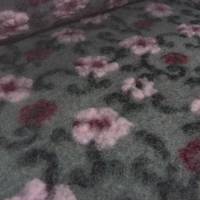 Stoff Ital. Musterwalk Kochwolle gekochte Wolle Walkloden Relief Blumen Ranken grau rosa bordeaux schwarz Kleiderstoff M Bild 3