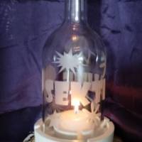 Windlicht Sektlaune mit Windlichthalter für Kerze oder Teelicht, Flaschenlicht Bild 1