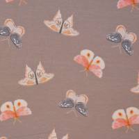 ♕taupefarbener Jersey mit Schmetterlingen Motten rose 50 x 140 cm  Bio-Jersey ♕ Bild 2