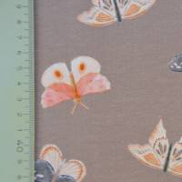 ♕taupefarbener Jersey mit Schmetterlingen Motten rose 50 x 140 cm  Bio-Jersey ♕ Bild 4