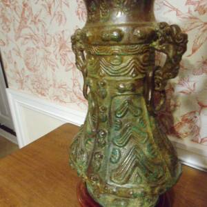 Bronze Tischlampe Lampe Standlampe Bronzelampe Vintage 70er 80er Asia Stil Amphore Statue Vase Skulptur Bild 4