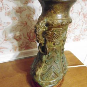 Bronze Tischlampe Lampe Standlampe Bronzelampe Vintage 70er 80er Asia Stil Amphore Statue Vase Skulptur Bild 7