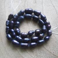 natürliche Keshi Perlen, Süßwasserperlen, 9-15 mm Mitternachtsblau ein Strang Bild 1