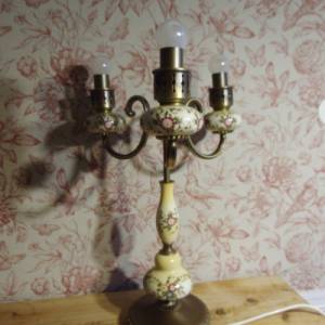 Kaiser Leuchten Tischlampe Tischleuchter Lampe Landhaus 50er floral Porzellan Krakelee Leuchter handbemalt Landhaus Stil Bild 4