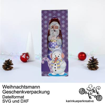 Plotterdatei Weihnachtsmann Geschenkverpackung