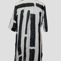 Damen Leinen Hemd Kleid in Geometrisch Grau/Schwarz gestreift Bild 4
