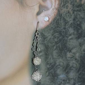 7cm elegante Doppel Ohrringe aus Silberdraht, zart, handgeformt, Haken aus 925 Sterlingsilber, filigran, Statement, leic Bild 1