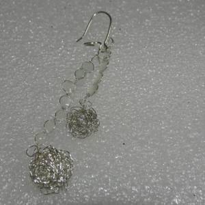 7cm elegante Doppel Ohrringe aus Silberdraht, zart, handgeformt, Haken aus 925 Sterlingsilber, filigran, Statement, leic Bild 5