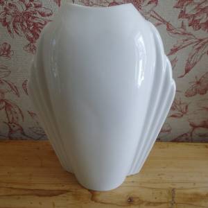 Eschenbach Vase Blumenvase Fächervase Bavaria Porzellan german pottery weiß Art Deco Stil Vintage Bild 6