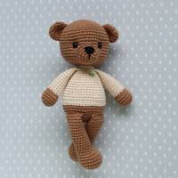 Häkeltier Teddybär Anton Häkelteddy braun/puder aus Baumwolle handgemacht tolles Geschenk für Kinder Bild 2